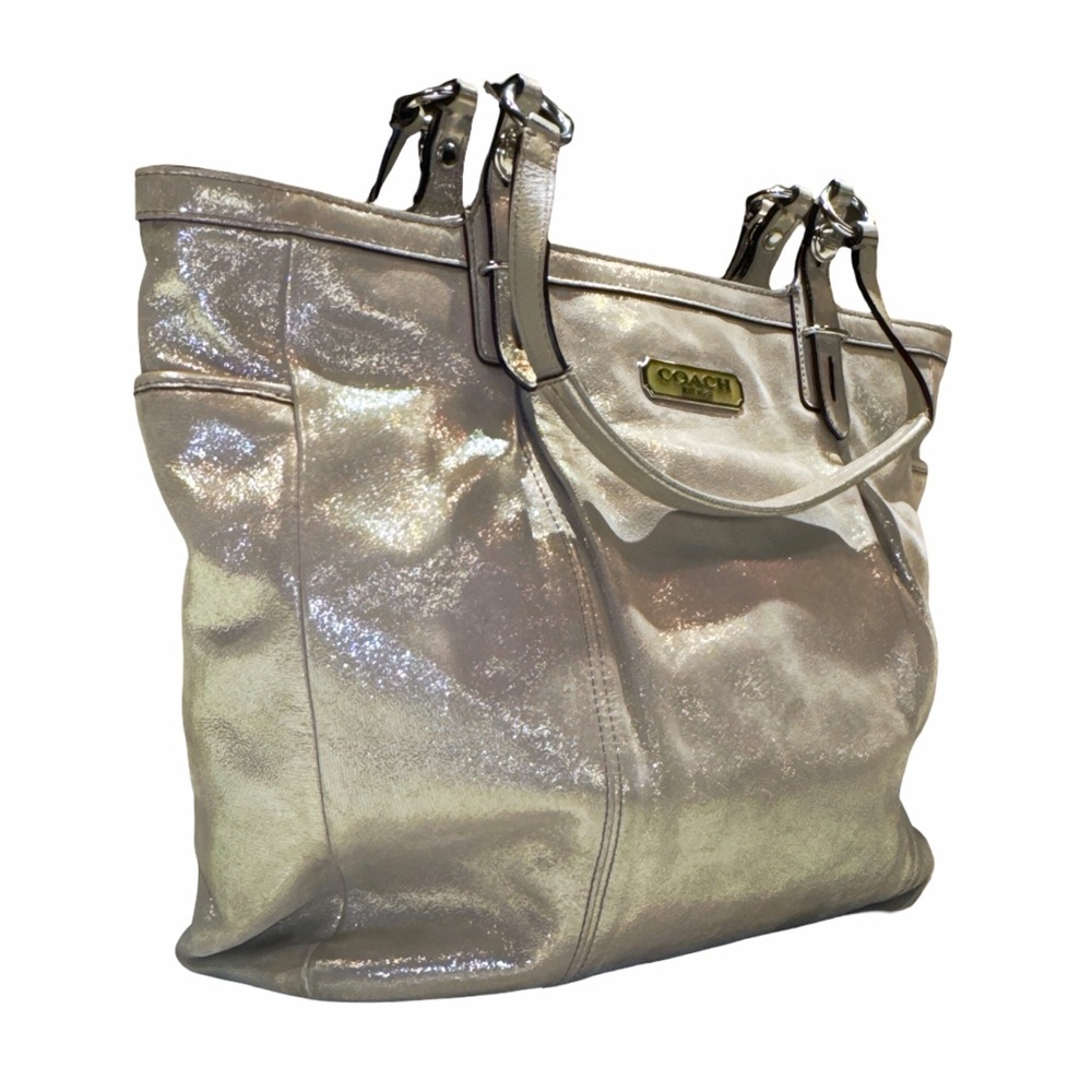 COACH Gold Shimmer Gallery East West Tote Bag - Picture 5 of 15